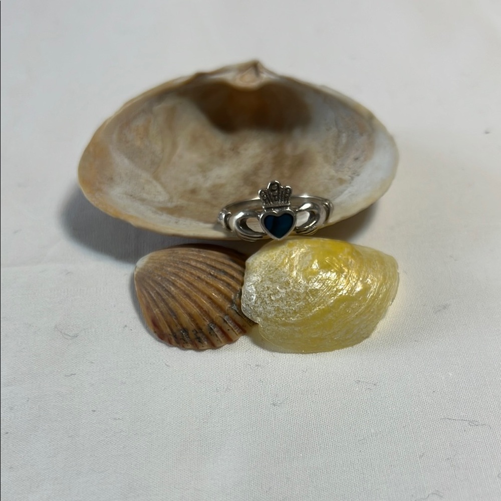 Silver Claddagh Ring with Blue Heart